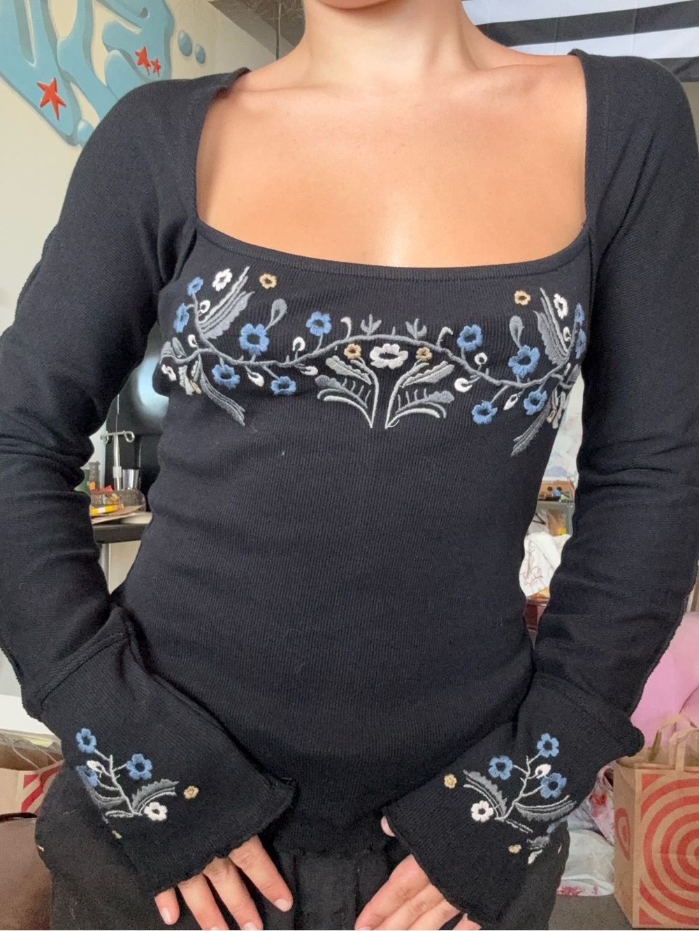 Free People Olivia black long sleeve